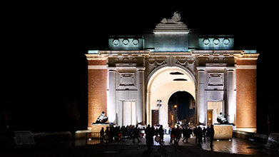 The Menin Gate at night